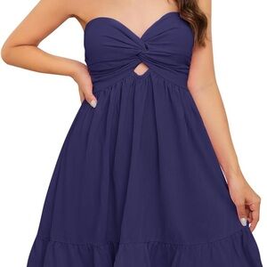 Elegant Backless Navy Dress